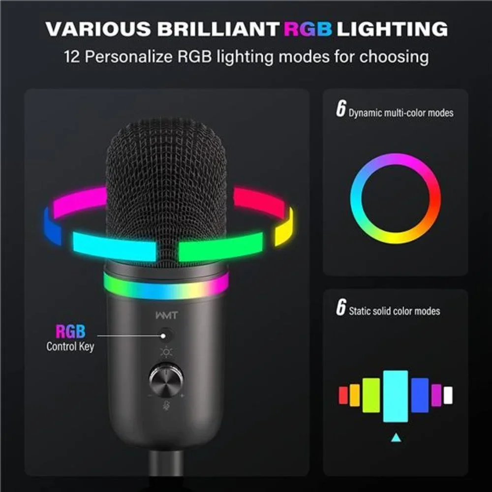 Condenser Gaming Microphone for Streaming Podcast YouTube Discord